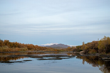 Autumn Along The Lower Salt River & A Snow Covered 4 Peaks Mountain Range