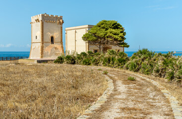 The Tower Alba or Tower of Cala Rossa, is a defense tower on the coast of the Mediterranean sea in Terrasini, province of Palermo, Sicily, Italy