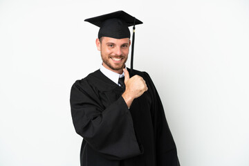 Young university Brazilian graduate isolated on white background proud and self-satisfied