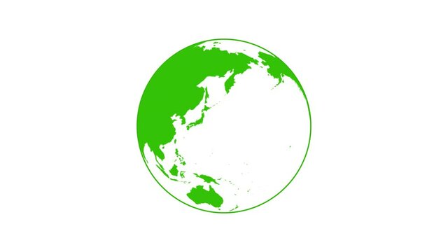 日本中心の緑色のデジタル地球イメージ背景