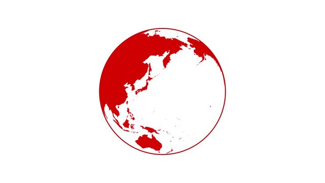 日本中心の赤色のデジタル地球イメージ背景