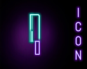 Glowing neon line Knife icon isolated on black background. Cutlery symbol. Colorful outline concept. Vector