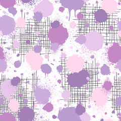 Abstract seamless pattern. Pastel color. Repeated brush stroke texture. Watercolor background. Repeating lilac pattern. Abstract splash paint watercolour. Art grunge for design color prints. Vector