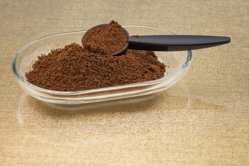  ground coffee in  glass bowl