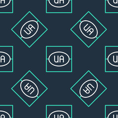 Line National flag of Ukraine icon isolated seamless pattern on black background. Vector