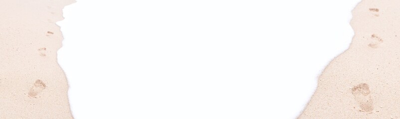 Footprints in the sand. Long banner