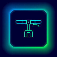 Glowing neon line Bicycle handlebar icon isolated on black background. Colorful outline concept. Vector