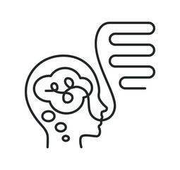 line icon, Confused thoughts in a head icon set