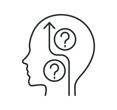 line icon, algorithm in the head, bypass problematic issues