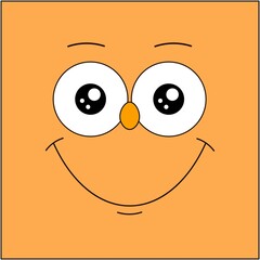 Smiling emoticon. Emoji of positive feelings. Happy face. Painted emotion icon. Grunge brush strokes design. Distressed texture. Vector illustration. For social networks, internet messages