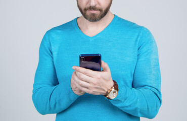 cropped man chat online. agile business blogging. modern communication technology.