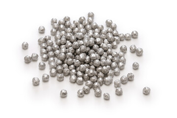 magnesium grains high purity isolated on white background