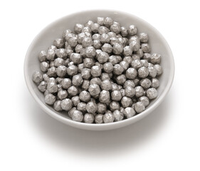 magnesium grains high purity isolated on white background