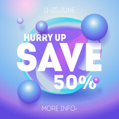 Modern line art website sale banner template. Save 50 percent. illustration fashion newsletter designs, poster design for print or web, media, promotional material - stock vector