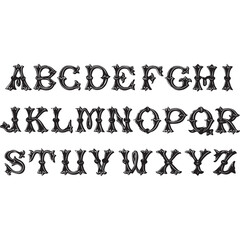 16 Century Alphabet Silhouette Vector