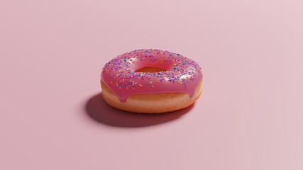 donut with pink icing and sprinkles