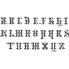 17 Century Alphabet Silhouette Vector
