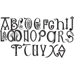 Ornamental Alphabets Silhouette Vector