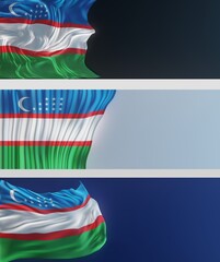 Abstract Uzbekistan Flag 3D Render (3D Artwork)