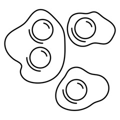 Doodle style icon, omelette isolated in black color on white background. Vector illustration.