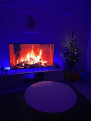 fire in fireplace