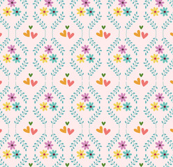 pattern with flowers and hearts