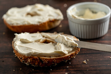 Everything bagel with cream cheese