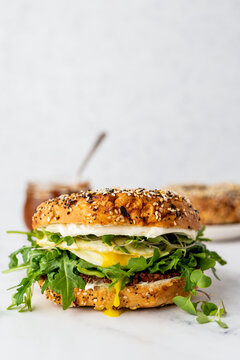 Everything bagel with egg