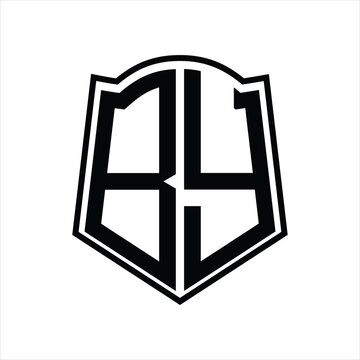 recommend clip art: Logo monogram with shield shape outline design template