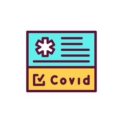 Medical certificate of vaccination covid line icon. Isolated vector element.