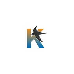 Letter K logo with swift bird icon design vector