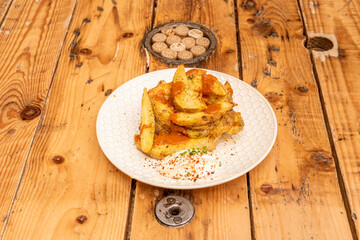 Spanish tapa of patatas bravas