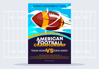 Vector illustration poster template for American football national championship game with soccer ball © Leonid