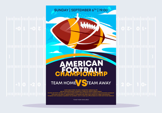 Vector illustration poster template for American football national championship game with soccer ball