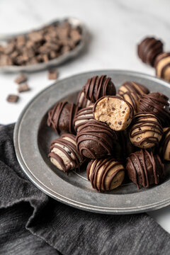 Cookie bits on pewter plate
