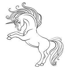Little unicorn vector illustration coloring book page
