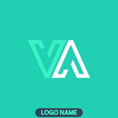 PrintLetter V and A Creative Logo Design. Vector Font of twisted Ribbon for Title, Header, Lettering, Logo and Corporate Identity. Colorful rounded Letter V and A.