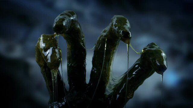 Dramatic Alien Creature Hand In Dark Science Lab