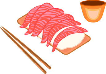 Sushi dinner icons in cartoon style. Big collection of sushi vector illustration symbol. Japanese restaurant illustration cuisine. 