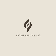 A symbol or logo of a simple, minimalistic, stylized leaves and bud shape, consisting of three-element. Made with a smoothed spot