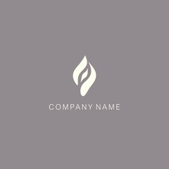 A symbol or logo of a simple, minimalistic, stylized leaves and bud shape, consisting of three-element. Made with with a smoothed spot