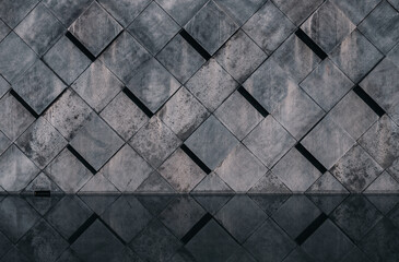 Neutral, abstract background of 3D cubes of light gray color. Minimalistic concept.Stone and water. Loft.