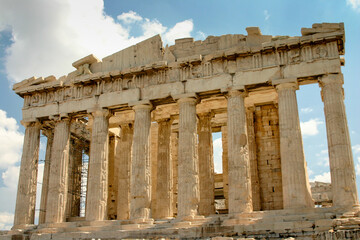 Obraz premium The Ruins in the historical city Athens Greece, the Parthenon, Acropolis, and Mars Hill