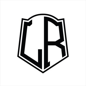 recommend clip art: LR Logo monogram with shield shape outline design template