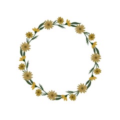 arrangement of yellow watercolor frame wreath design. bouquet floral design vector.