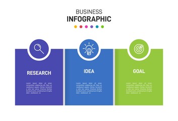 Concept of arrow business model with 3 successive steps. Three colorful graphic elements. Timeline design for brochure, presentation. Infographic design layout.