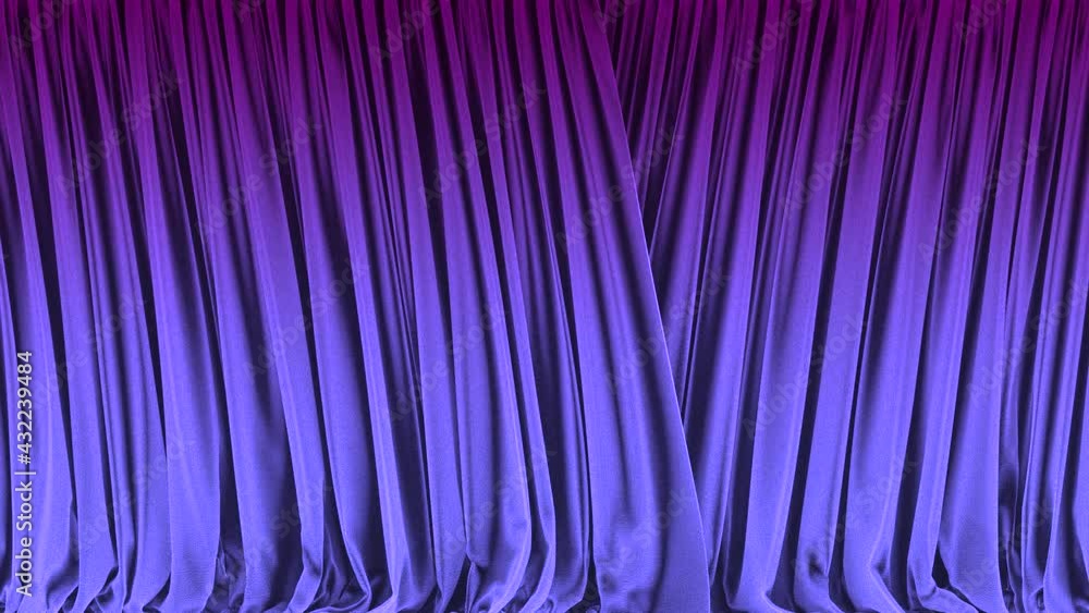 Aufkleber realistic 3d animation of the purple gradient textured matte curtain rendered in uhd with alpha matt