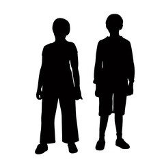 a boy and a girl body silhouette vector