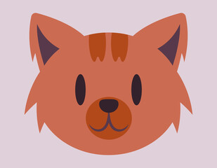 Cute cat face. Pet in flat style