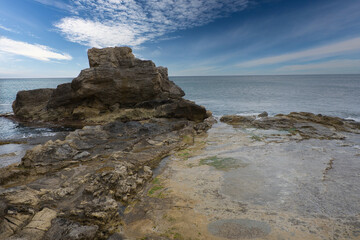 Rocky coastline landscape. Tourism in Alicante, Spain